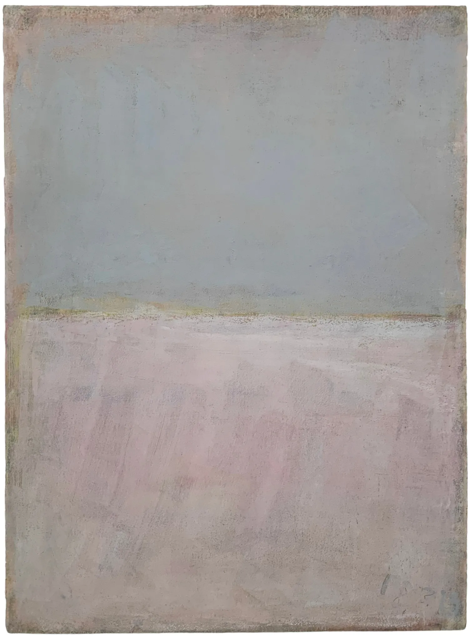 Bernward Heinze: Übermalung Grau und Rosa, 2019, 76,6 x 56,6 cm, Ölpastell auf Büttenpapier