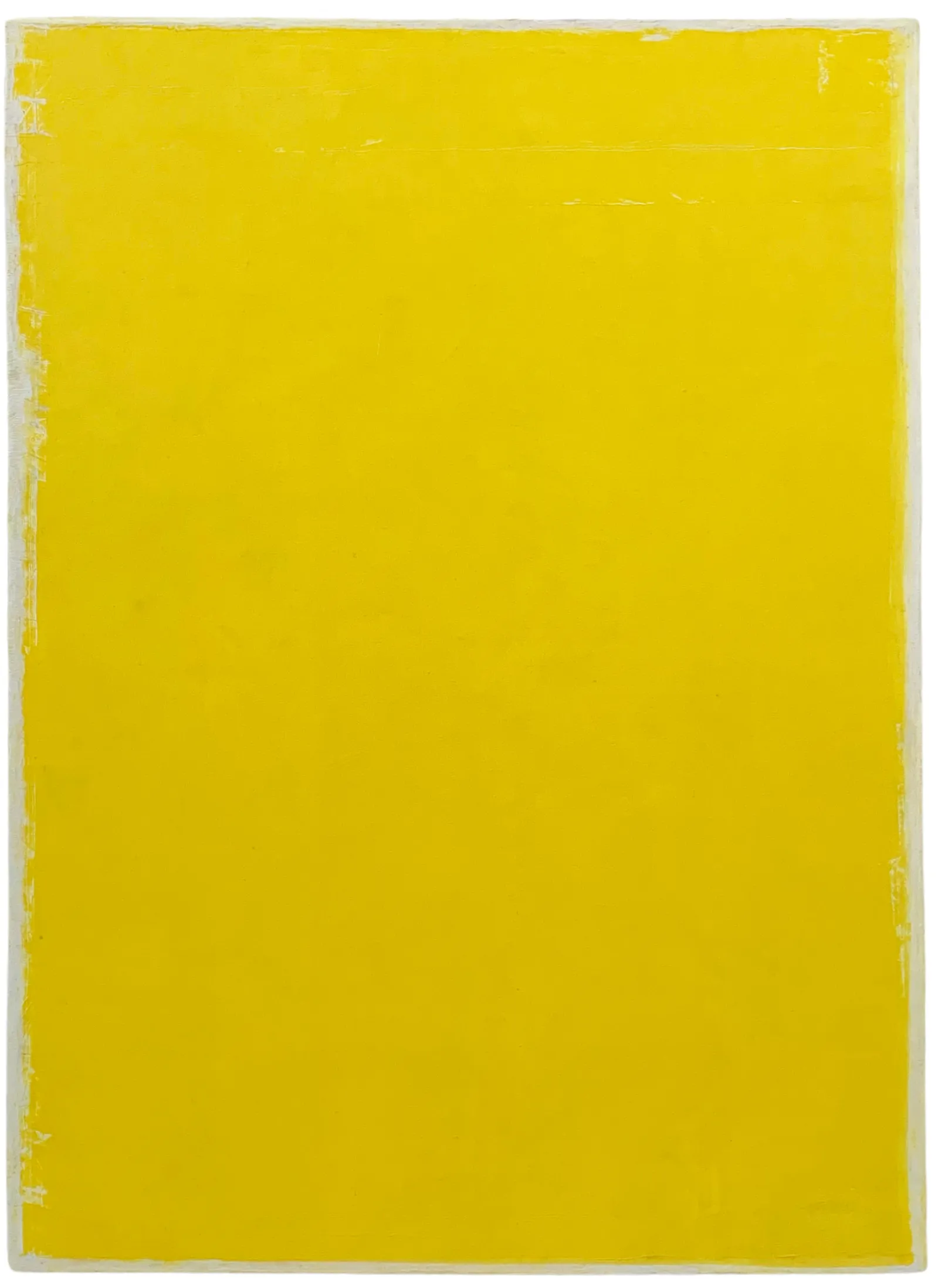 Bernward Heinze: Übermalung Gelb mit weißem Rand, 78 x 57,6 cm, Ölfarbe auf Papier