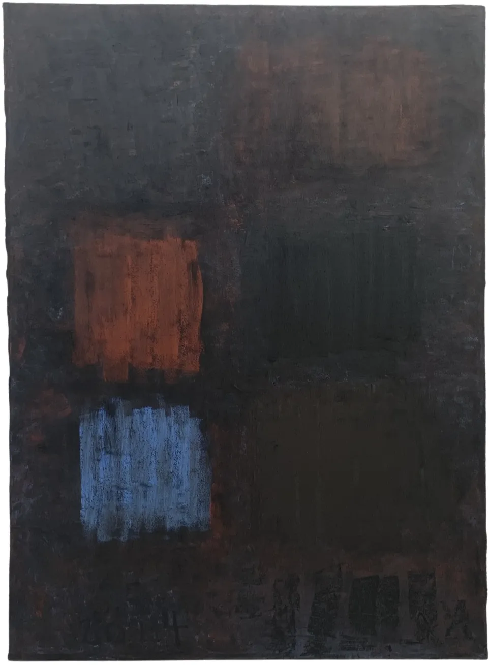 Bernward Heinze: Farbfelder auf Schwarz, 2024, 106 x 78 cm, Ölpastell auf Aquarellpapier