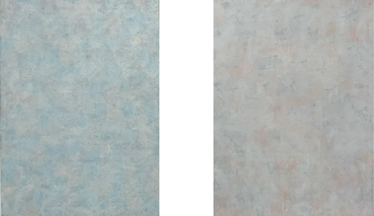 Bernward Heinze: Knabe und Mädchen, je 77 x 56 cm (Diptychon), Ölpastell auf Aquarellpapier