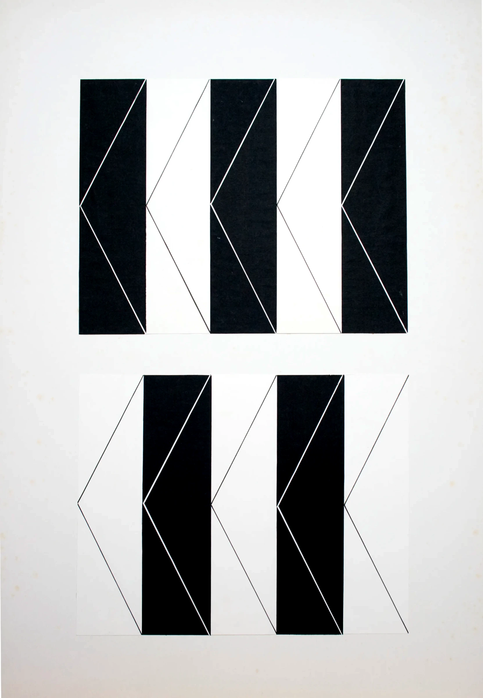 Bernward Heinze: Figur-Grund Studie, 1970, je 24 x 30,5 cm, Papier / Collage