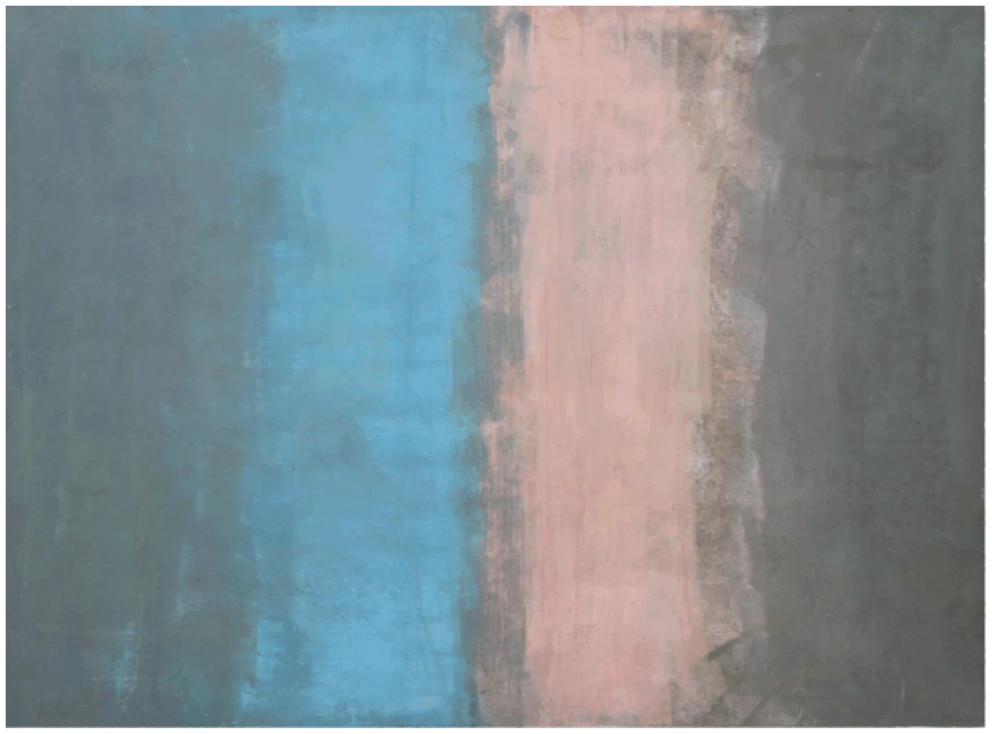 Bernward Heinze: Cyanblau und Indischrosa auf dunklem Grund, 2014, 57 x 78 cm, Ölpastell auf Büttenpapier
