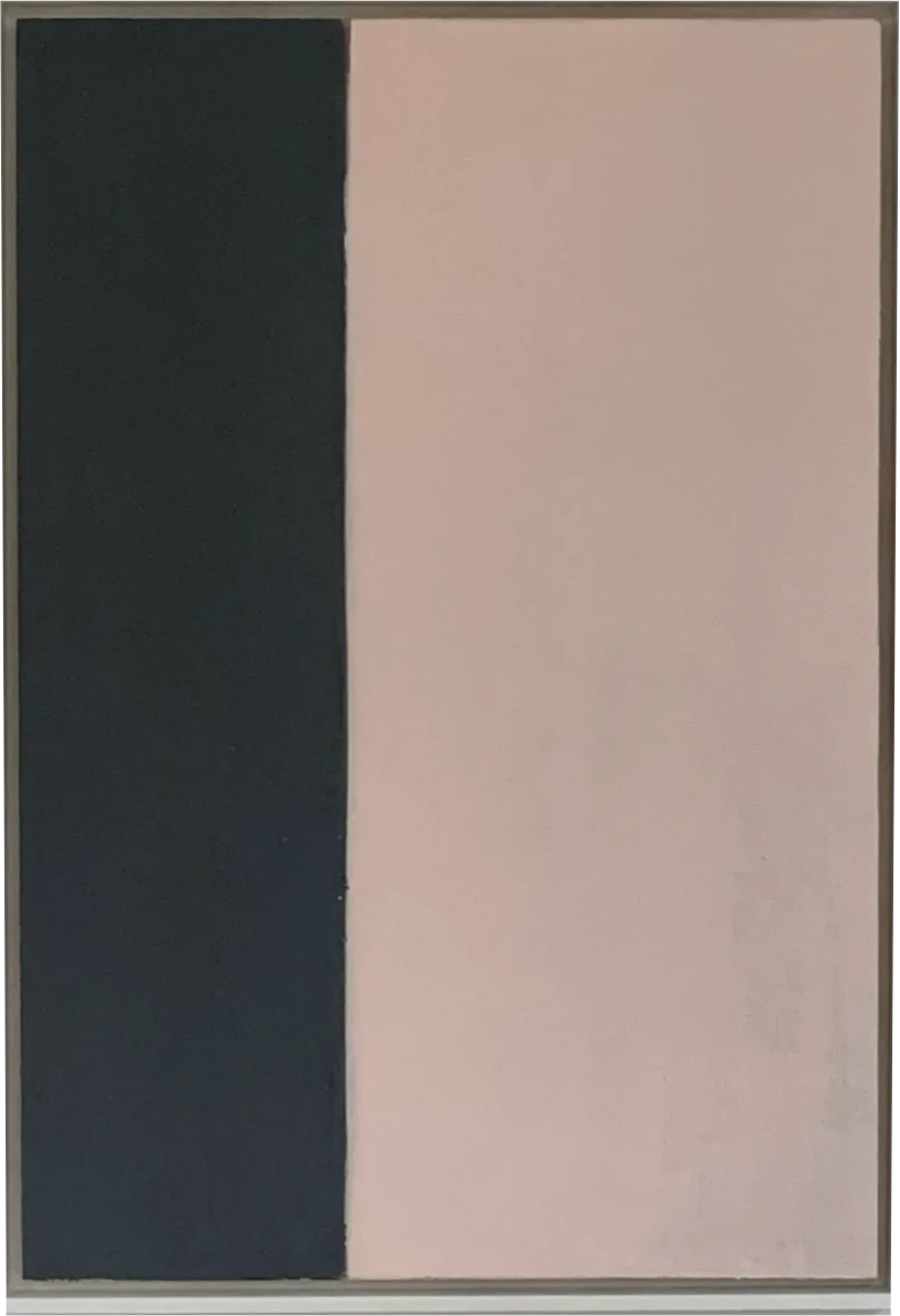 Bernward Heinze: Rosa und dunkles Grau, 2008, 78,5 x 53,5 cm, Ölfarbe auf Ingrespapier