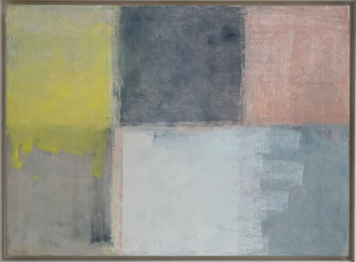 Bernward Heinze: 6 Farbfelder im Prozess, 2025, 77,5 x 57 cm, Ölpastell auf Aquarellpapier