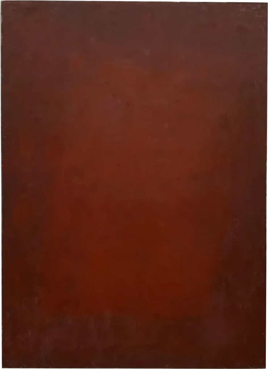 Bernward Heinze: Übermalung Venetianischrot I, 78 x 56 cm, Ölfarbe auf Aquarellpapier