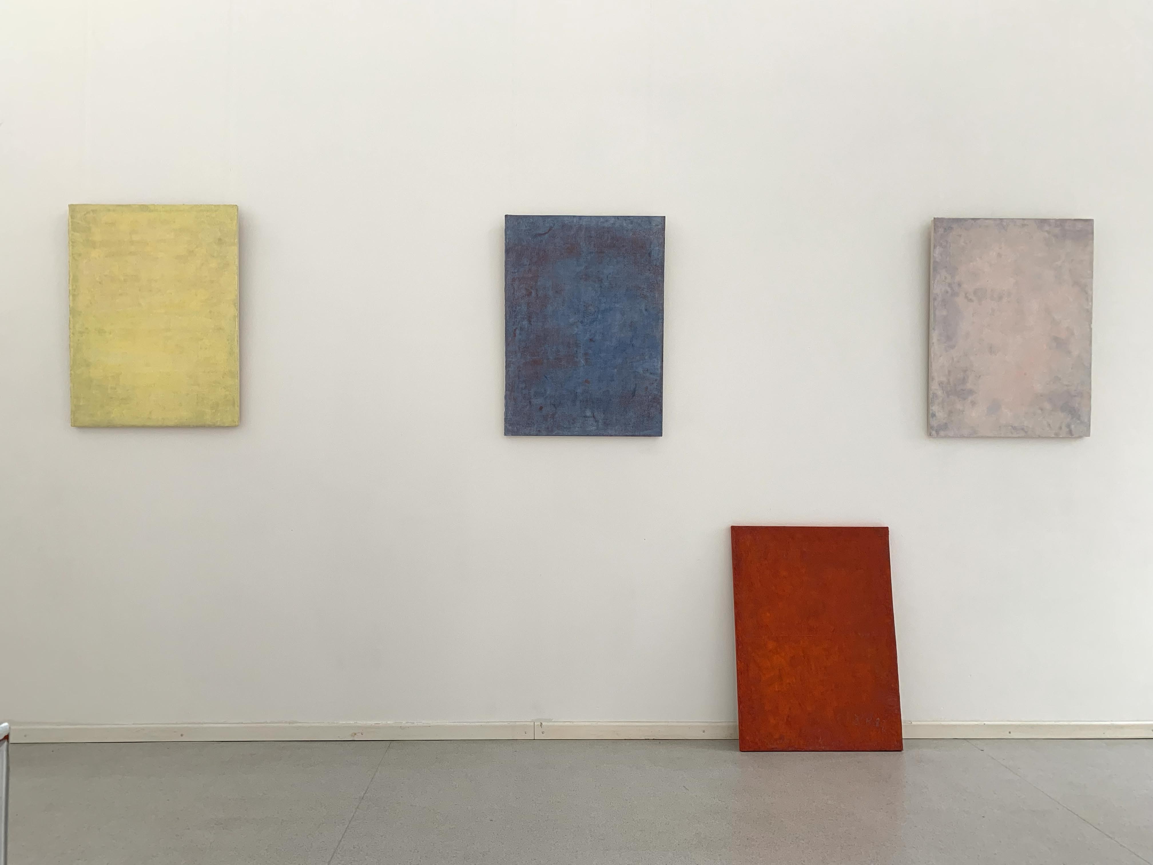 Bernward Heinze: Atelieransicht mit vier Übermalungen